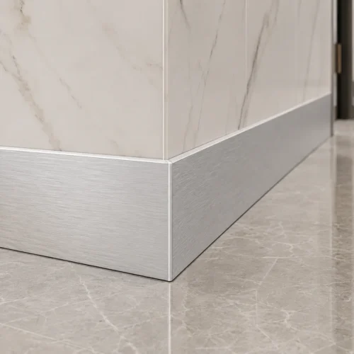 Aluminum Baseboard 80mm Brushed Silver Match Marble PVC Wall Panel Hotel WYRAX (5) Aluminum Baseboard 80mm Brushed Silver Match Marble PVC Wall Panel Hotel WYRAX