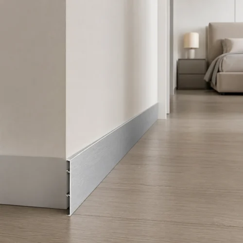 Aluminum Baseboard 80mm Brushed Silver Office Commercial Space Modern Interior WYRAX (3) Aluminum Baseboard 80mm Brushed Silver Office Commercial Space Modern Interior WYRAX