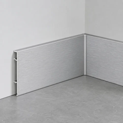 Aluminum Baseboard 80mm Brushed Silver Office Commercial Space Modern Interior WYRAX (6) Aluminum Baseboard 80mm Brushed Silver Office Commercial Space Modern Interior WYRAX