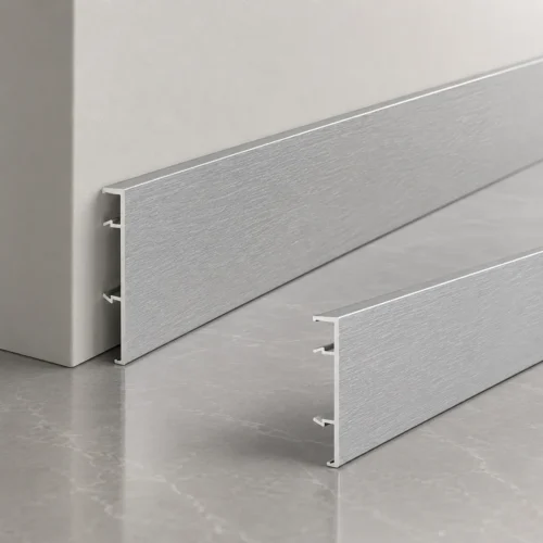 Aluminum Baseboard 80mm Brushed Silver Office Commercial Space Modern Interior WYRAX (8) Aluminum Baseboard 80mm Brushed Silver Office Commercial Space Modern Interior WYRAX
