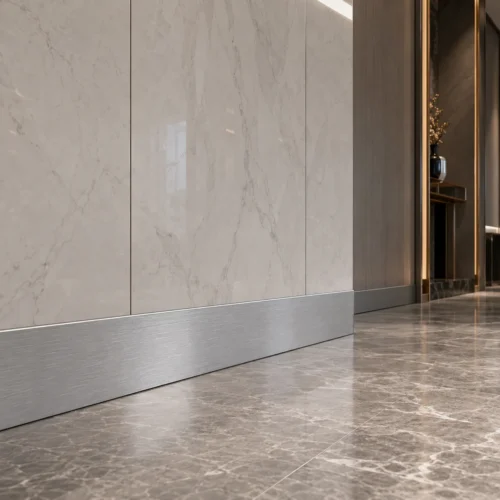Aluminum Skirting Board 60mm Brushed Silver Commercial Hotel Interior Finishing WYRAX (2) Aluminum Skirting Board 60mm Brushed Silver Commercial Hotel Interior Finishing WYRAX