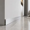 Aluminum Skirting Board 60mm Polished Silver High Gloss Commercial Finishing WYRAX