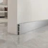 Aluminum Skirting Board 60mm Polished Silver High Gloss Commercial Finishing WYRAX