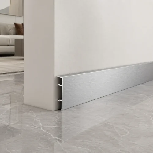 Aluminum Skirting Board 60mm Polished Silver High Gloss Commercial Finishing WYRAX (4) Aluminum Skirting Board 60mm Polished Silver High Gloss Commercial Finishing WYRAX