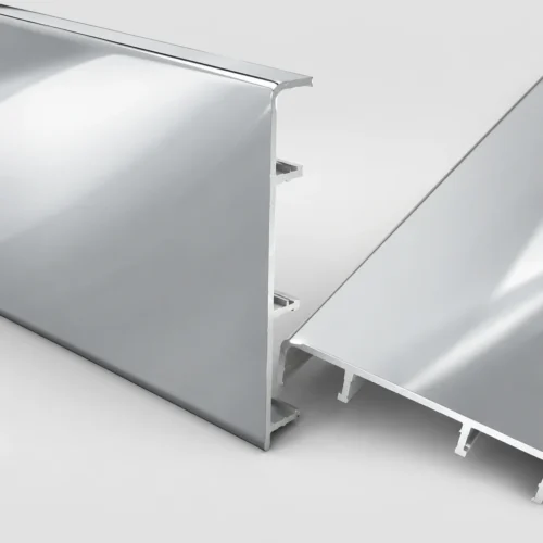 Aluminum Skirting Board 60mm Polished Silver High Gloss Commercial Finishing WYRAX