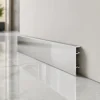 Aluminum Skirting Board 60mm Polished Silver High Gloss Commercial Finishing WYRAX