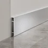 Aluminum Skirting Board 60mm Polished Silver High Gloss Commercial Finishing WYRAX