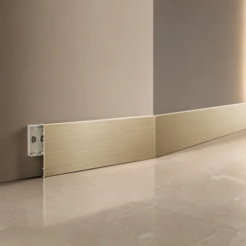 Aluminum Skirting Board 80mm Champagne Gold Luxury Hotel Commercial Interior WYRAX