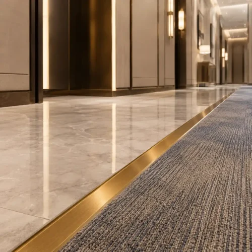 Aluminum T-Molding Champagne Gold Floor Transition Luxury Commercial Hotel WYRAX (2) Aluminum T-Molding Champagne Gold Floor Transition Luxury Commercial Hotel WYRAX