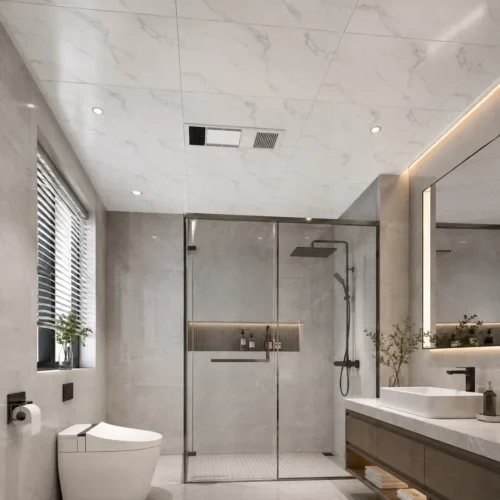 PVC Ceiling Panel Marble Texture Waterproof Bathroom Hotel Toilet 600×600mm WYRAX