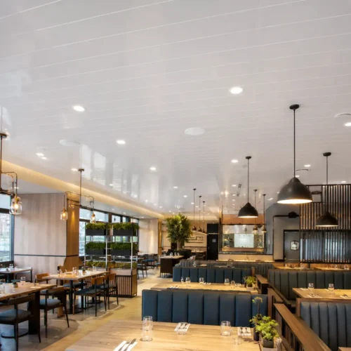 PVC High-Gloss White Ceiling Panel Restaurant Chain Commercial Project WYRAX(1) PVC High-Gloss White Ceiling Panel Restaurant Chain Commercial Project WYRAX