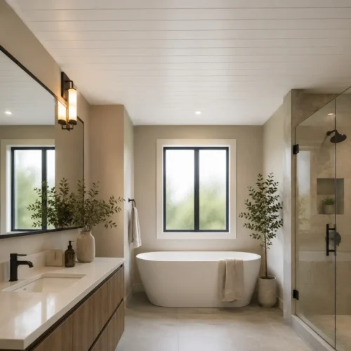 PVC Matte White Ceiling Panel Waterproof Minimalist Bathroom Commercial Use WYRAX