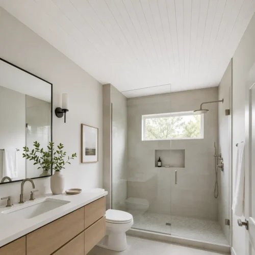 PVC Matte White Ceiling Panel Waterproof Minimalist Bathroom Commercial Use WYRAX