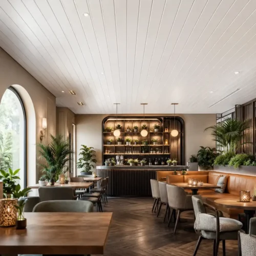PVC Moisture Resistant Ceiling Board Cafe Restaurant Commercial Interior WYRAX (1) PVC Moisture Resistant Ceiling Board Cafe Restaurant Commercial Interior WYRAX