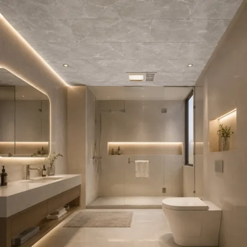 PVC Waterproof Ceiling Marble Grey Pattern 600×300mm Commercial Bathroom Hotel WYRAX