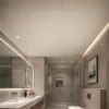 PVC Waterproof Ceiling Tile Cream White 300×600mm Hotel Bathroom Easy Click Install WYRAX
