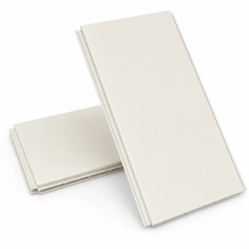 PVC Waterproof Ceiling Tile Cream White 300×600mm Hotel Bathroom Easy Click Install WYRAX