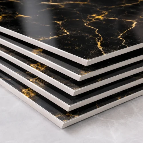 UV Marble Wall Panel Grey Stone Texture High Gloss Hotel Lobby Commercial Interior WYRAX_5 PVC UV Marble Wall Panel Black Gold Marble Pattern Premium Hotel Restaurant Commercial WYRAX