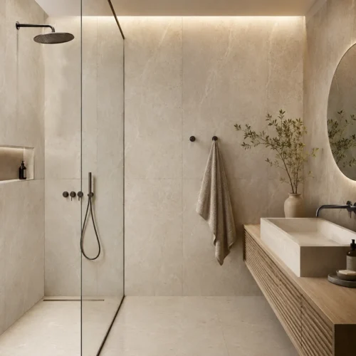 UV Wall Panel Beige Stone Look Moisture Resistant Bathroom Hotel Project WYRAX_3 UV Wall Panel Beige Stone Look Moisture Resistant Bathroom Hotel Project WYRAX