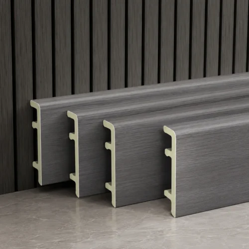 WPC Baseboard 80mm Smoke Grey Grain Modern Commercial Hotel Interior WYRAX-5 WPC Baseboard 80mm Smoke Grey Grain Modern Commercial Hotel Interior WYRAX