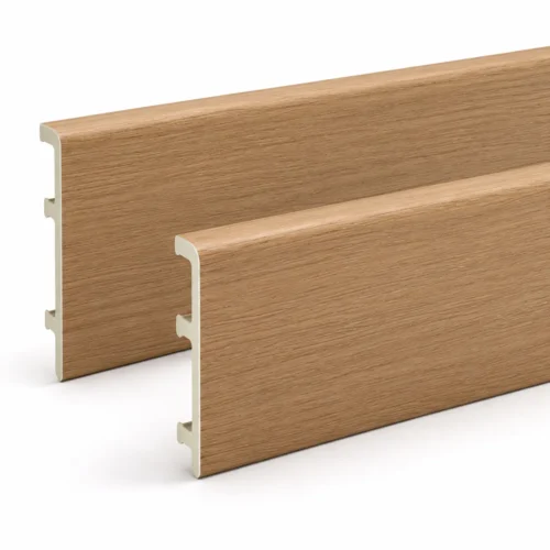 WPC Skirting 100mm Height Light Oak Grain High Skirting Board Commercial Hotel WYRAX-1 WPC Skirting Board 80mm Beige Wood Grain Match Wall Panel Commercial Project WYRAX