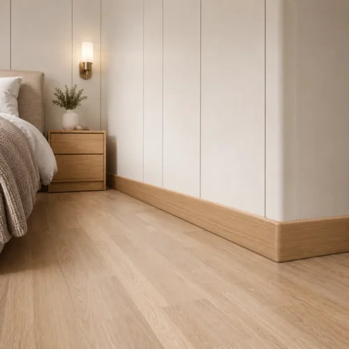 WPC Skirting 100mm Height Light Oak Grain High Skirting Board Commercial Hotel WYRAX-3 WPC Skirting 100mm Height Light Oak Grain High Skirting Board Commercial Hotel WYRAX