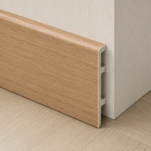 WPC Skirting 100mm Height Light Oak Grain High Skirting Board Commercial Hotel WYRAX-6 WPC Skirting 100mm Height Light Oak Grain High Skirting Board Commercial Hotel WYRAX