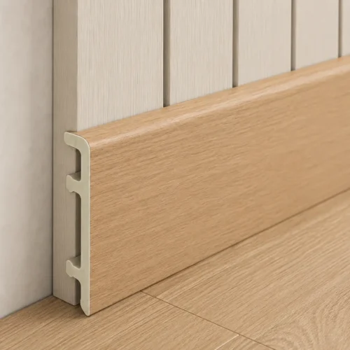 WPC Skirting Board 80mm Height Light Oak Grain Matching WPC Wall Panel Commercial WYRAX-2 WPC Skirting Board 80mm Height Light Oak Grain Matching WPC Wall Panel Commercial WYRAX
