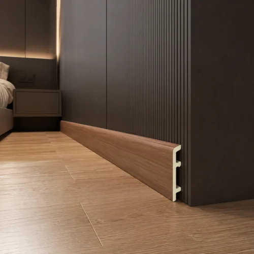 WPC Skirting Board 80mm Walnut Grain Matching WPC Dark Wall Panel Hotel WYRAX-2 WPC Skirting Board 80mm Walnut Grain Matching WPC Dark Wall Panel Hotel WYRAX