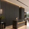 WPC Vertical Groove Wall Panel Charcoal Grey Bar Hotel Commercial Interior Project WYRAX