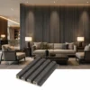 WPC Vertical Groove Wall Panel Charcoal Grey Bar Hotel Commercial Interior Project WYRAX