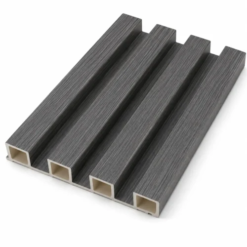 WPC Vertical Groove Wall Panel Charcoal Grey Bar Hotel Commercial Interior Project WYRAX