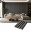 WPC Vertical Groove Wall Panel Charcoal Grey Bar Hotel Commercial Interior Project WYRAX