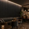 Charcoal Black Slat Acoustic Panel Fire Resistant Sound Absorbing Bar Restaurant Interior WYRAX_1 Charcoal Black Slat Acoustic Panel Fire Resistant Sound Absorbing Bar Restaurant Interior WYRAX