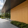 Outdoor WPC Grille Panel Natural Wood Grain ASA Surface Commercial Facade Renovation WYRAX