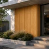 Outdoor WPC Grille Panel Natural Wood Grain ASA Surface Commercial Facade Renovation WYRAX