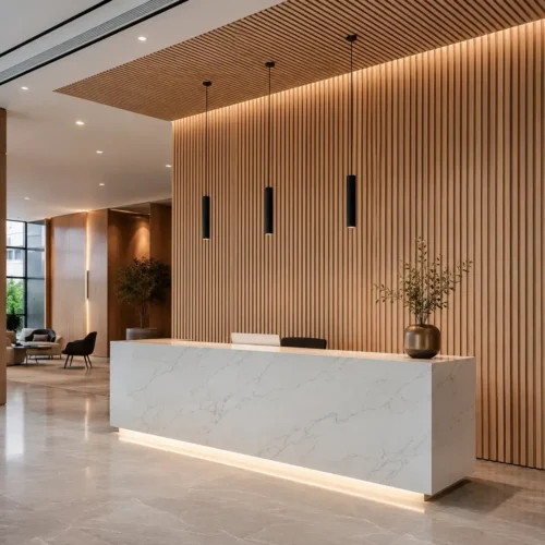 PVC Veneer Acoustic Slat Panel Waterproof Surface Commercial Wall Cladding Hotel Project WYRAX_8 PVC Veneer Acoustic Slat Panel Waterproof Surface Commercial Wall Cladding Hotel Project WYRAX