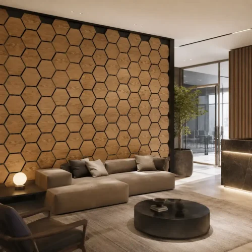 Wood Slat Acoustic Panel Oak Veneer Polyester Fiber Backing Hotel Office Commercial Project WYRAX_1 Wood Slat Acoustic Panel Oak Veneer Polyester Fiber Backing Hotel Office Commercial Project WYRAX