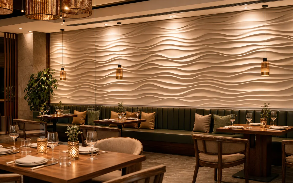 3D wall panels used in hotel and restaurant interior projects