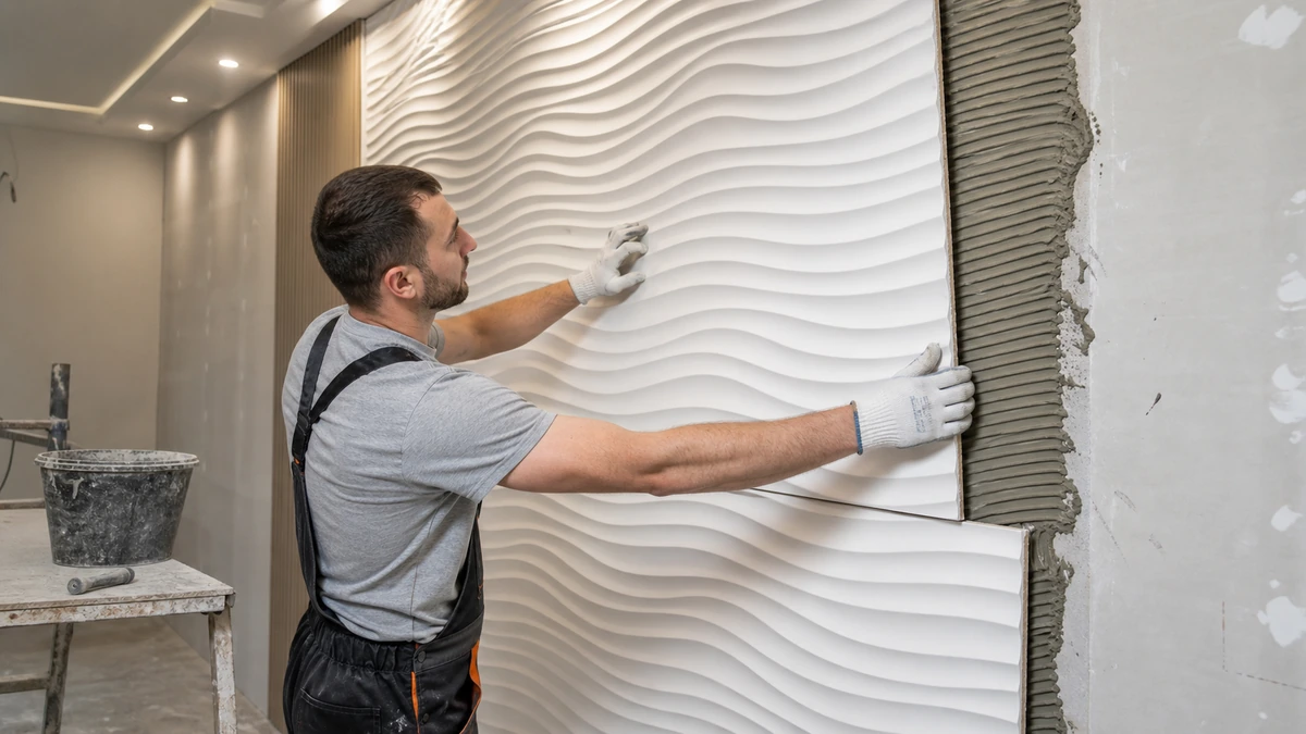 3D wall panel installation process for interior wall projects