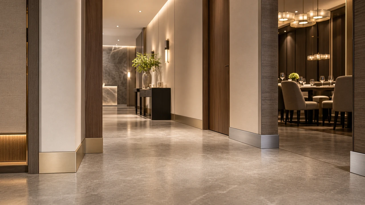 aluminum skirting boards used in hotel and restaurant corridors