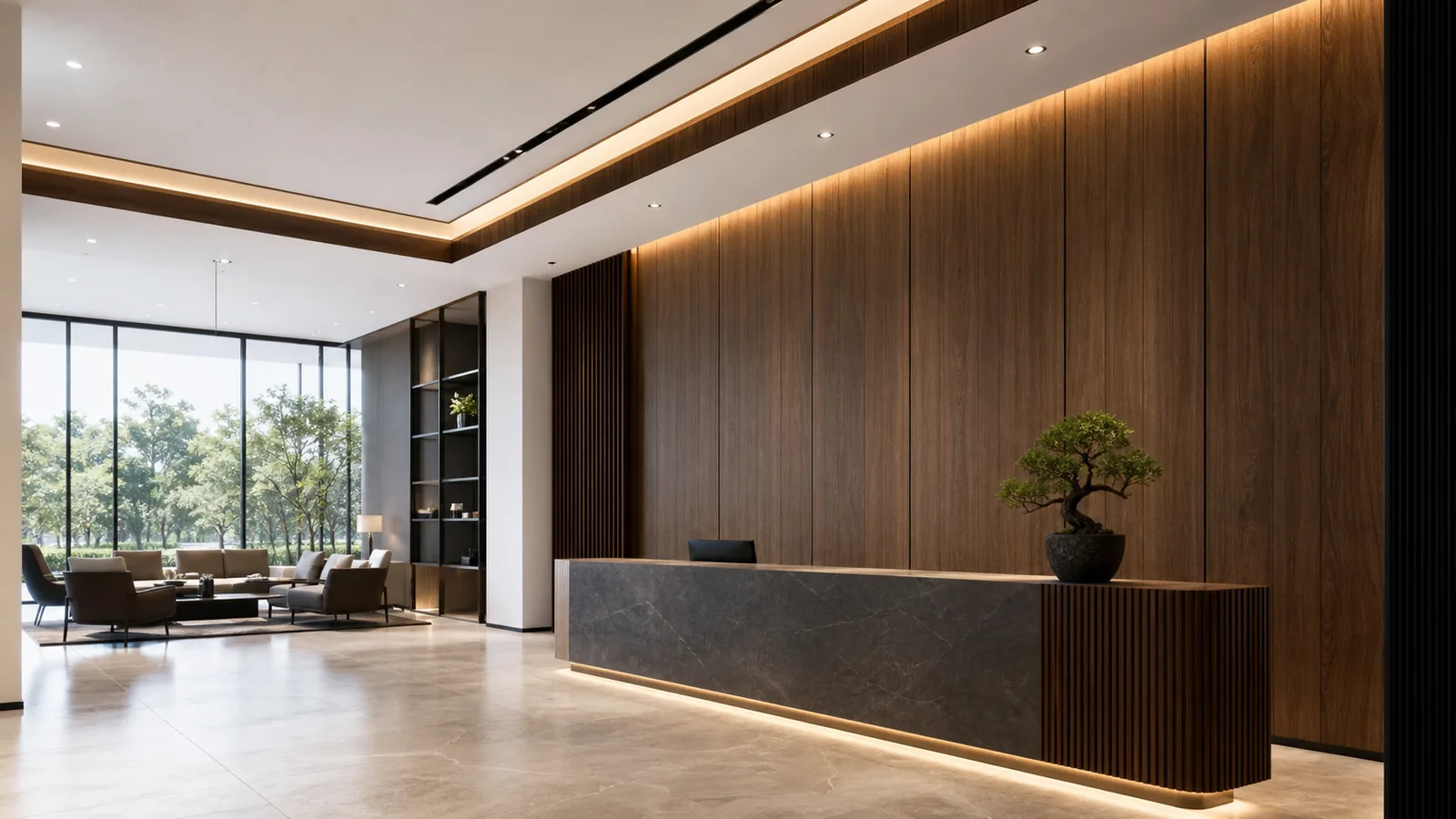 Bamboo charcoal wood veneer panels for commercial interior wall decoration
