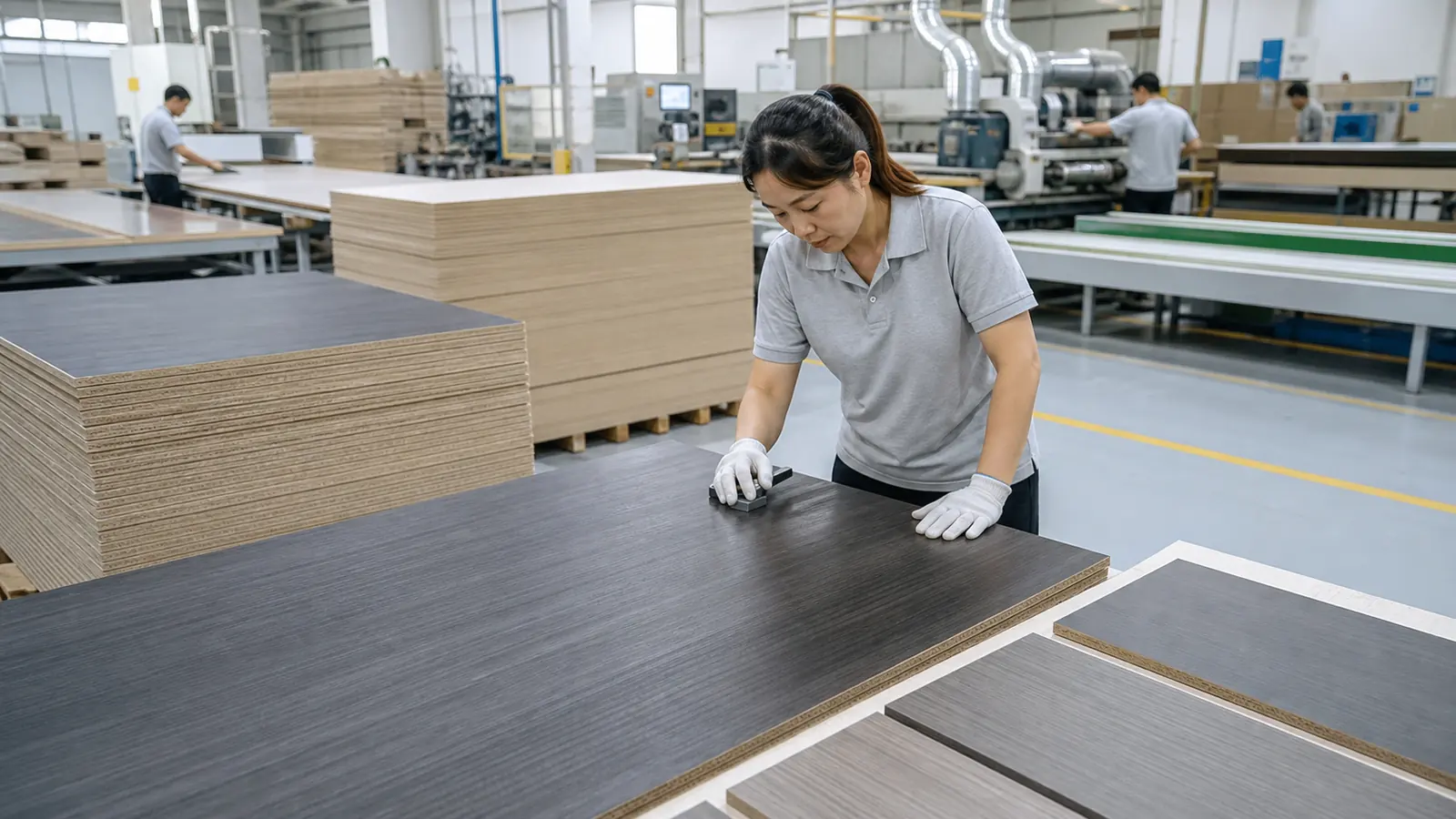 Bamboo charcoal wood veneer production and quality control in factory
