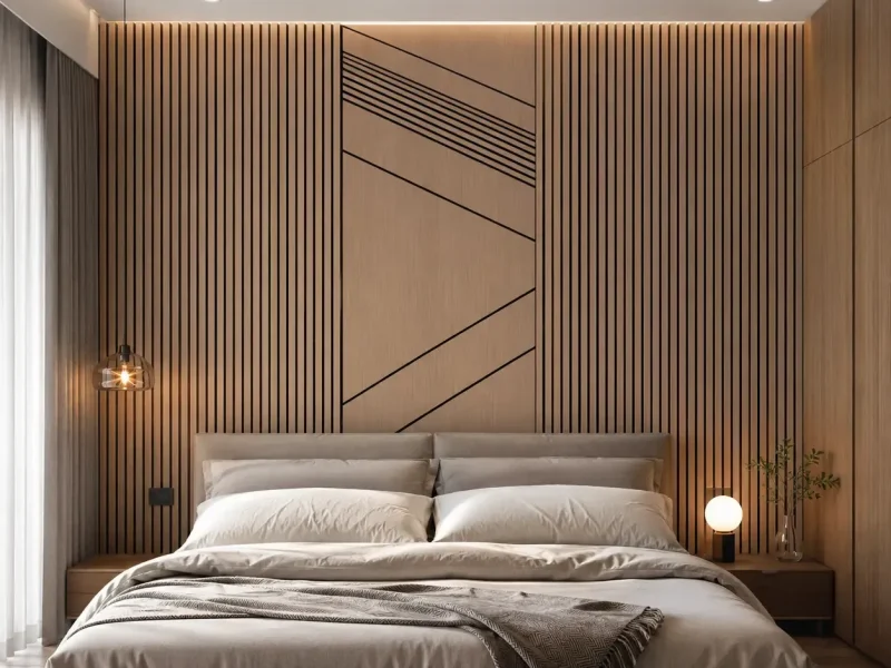 Teak Wood Veneer Acoustic Panel Linear Slat Design Commercial Interior Wall Project WYRAX_8