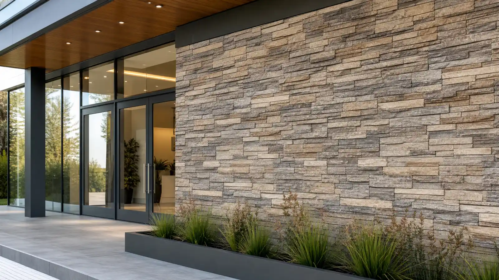 faux stone panels for commercial exterior facade and background wall decoration