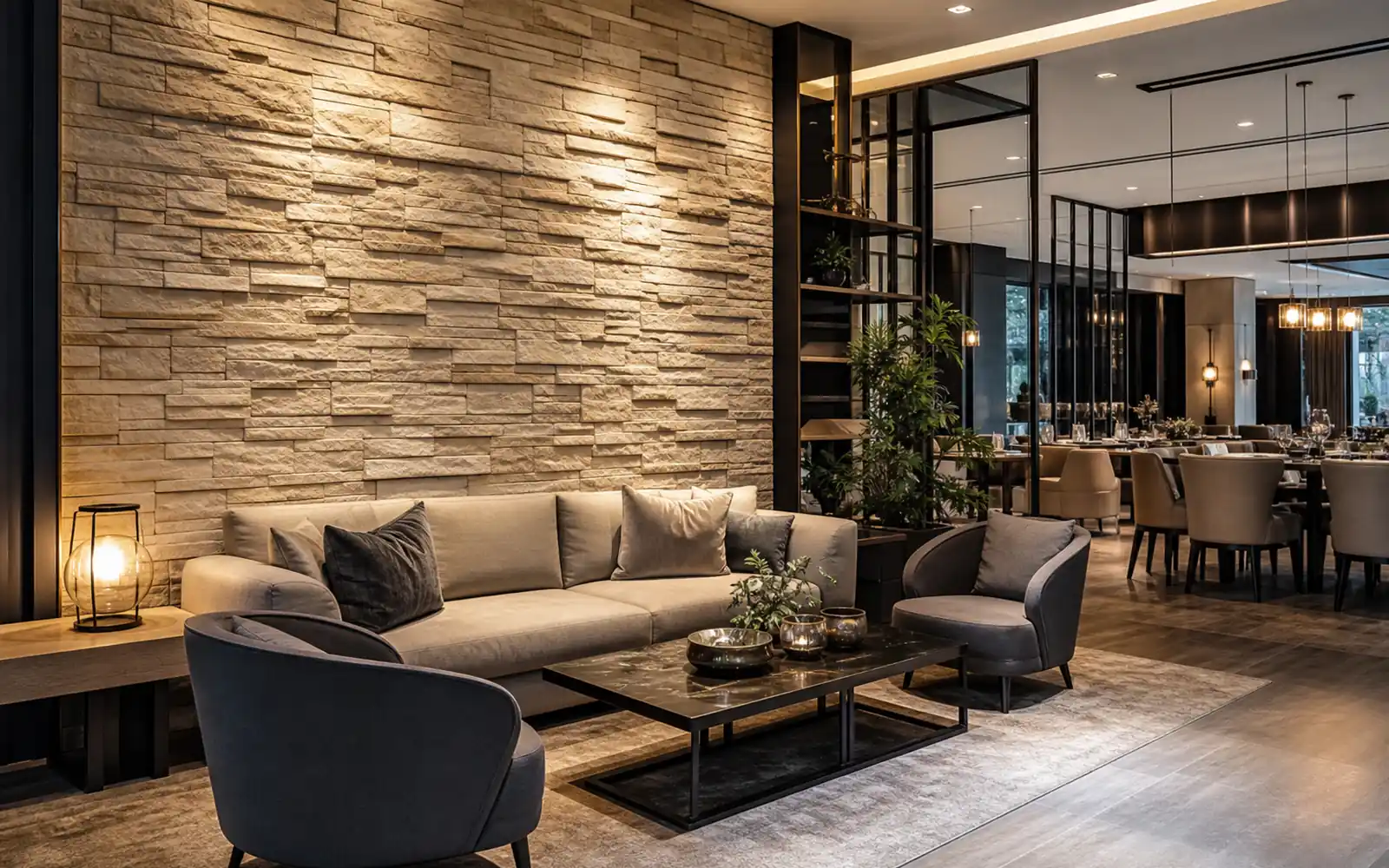 faux stone panels used in hotel and restaurant interior projects