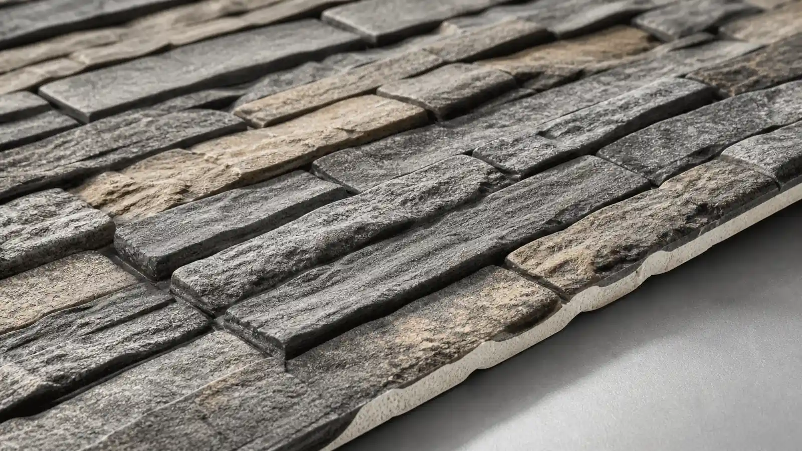 lightweight PU faux stone panels surface texture close up