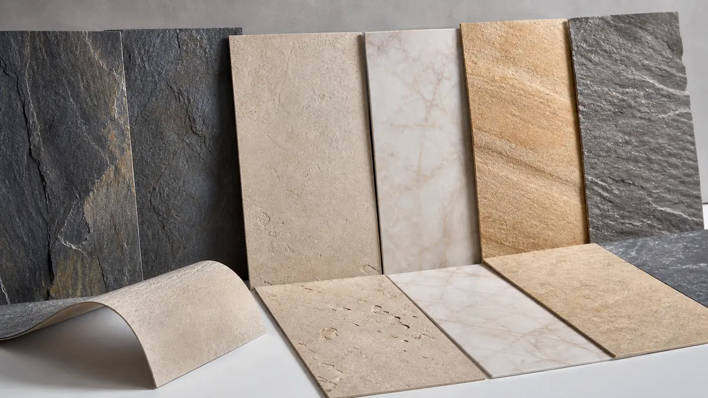 flexible stone veneer types including slate limestone marble and sandstone textures