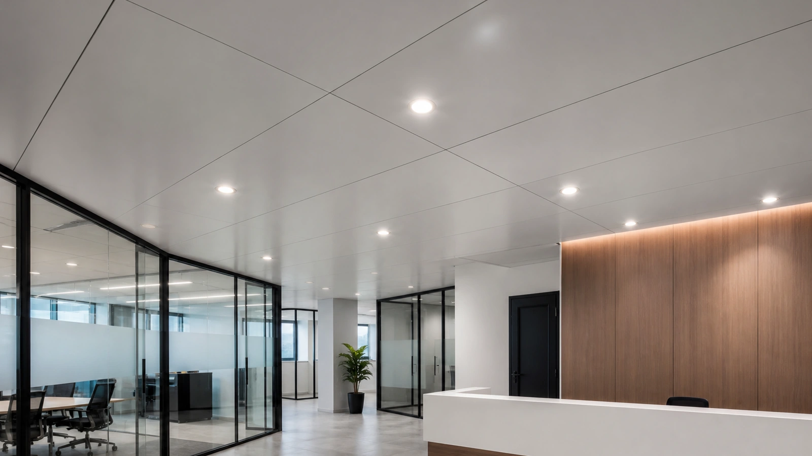flat PVC ceiling panels for office reception and meeting room ceilings