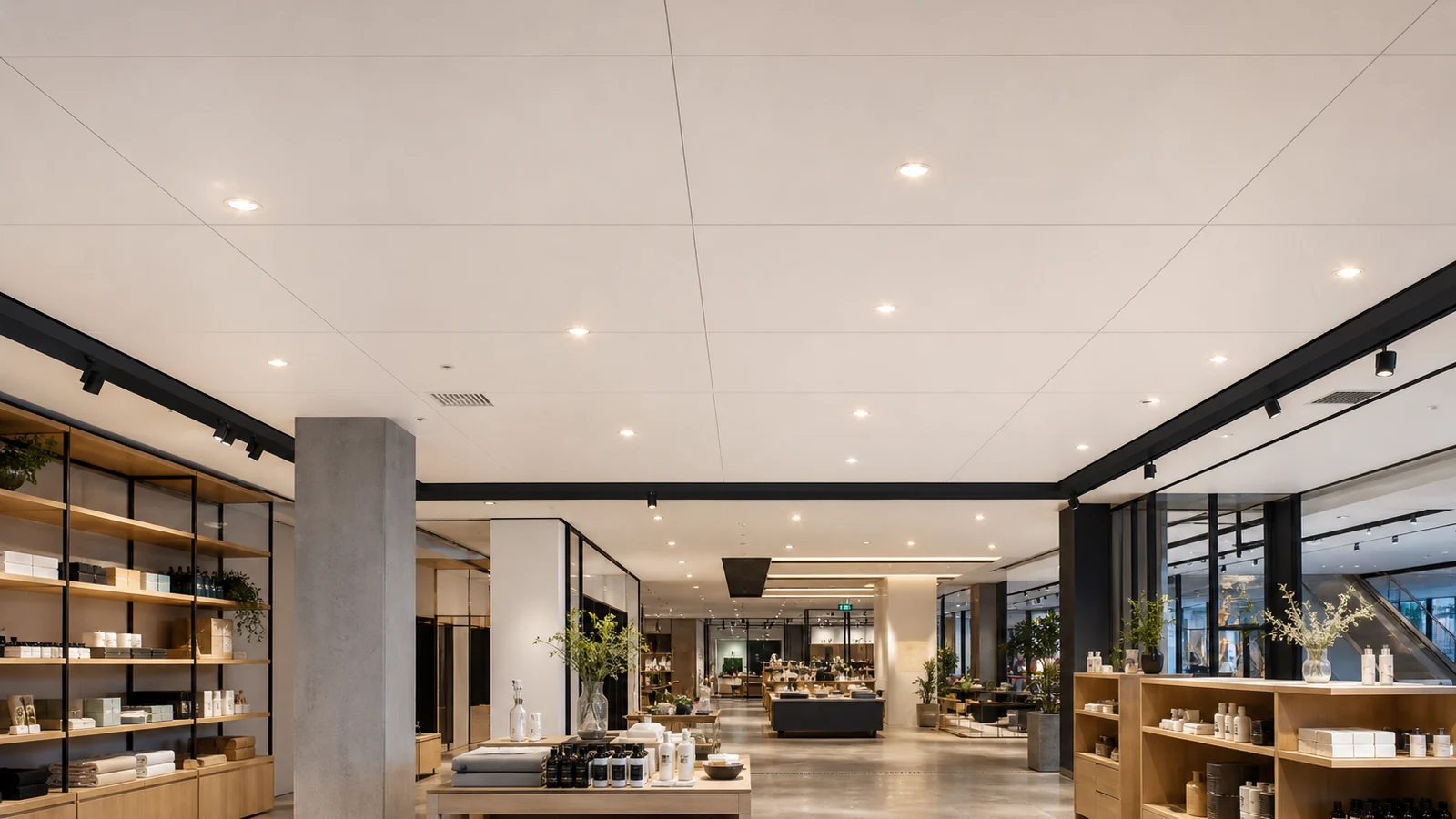 PVC ceiling panels for retail store and showroom ceiling design